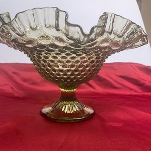 Vintage Fenton Ruffled Green Glass Large Candy Dish